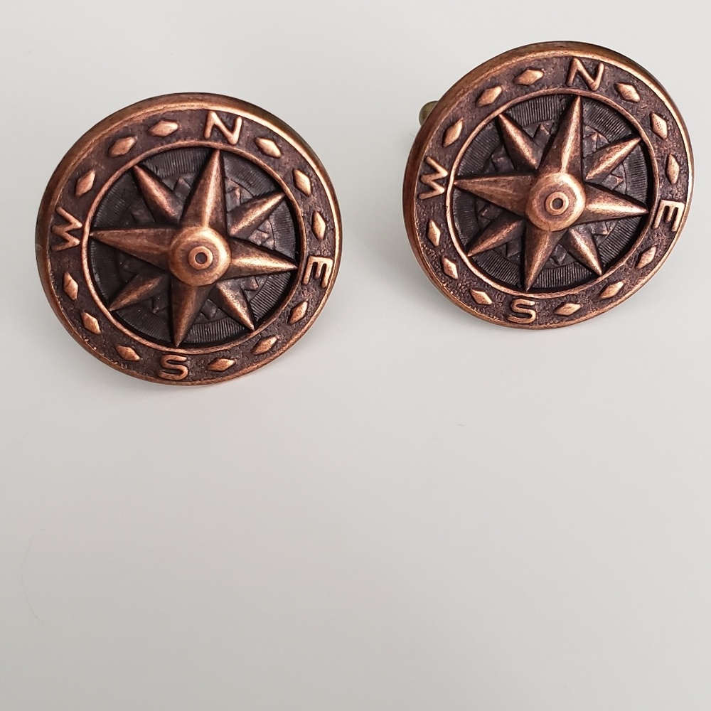 Used Real Brass Compass Cuff links Copper